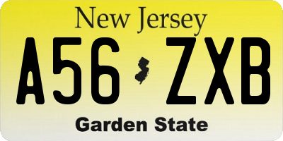NJ license plate A56ZXB