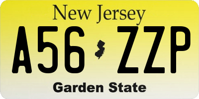 NJ license plate A56ZZP