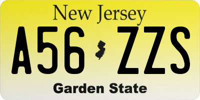 NJ license plate A56ZZS