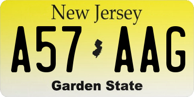 NJ license plate A57AAG