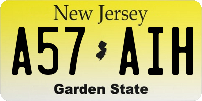 NJ license plate A57AIH