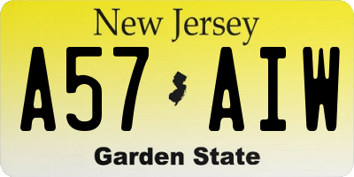 NJ license plate A57AIW