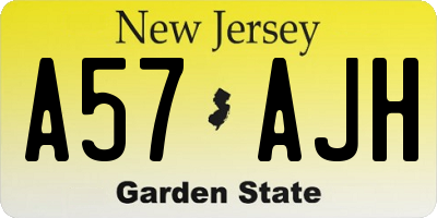 NJ license plate A57AJH