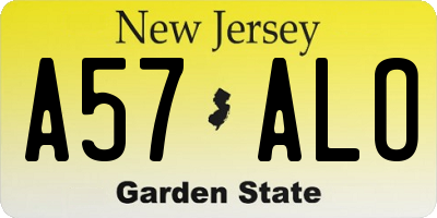 NJ license plate A57ALO