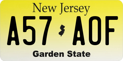 NJ license plate A57AOF