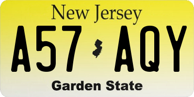 NJ license plate A57AQY