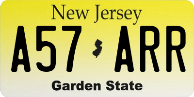 NJ license plate A57ARR