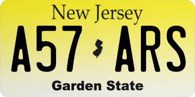 NJ license plate A57ARS
