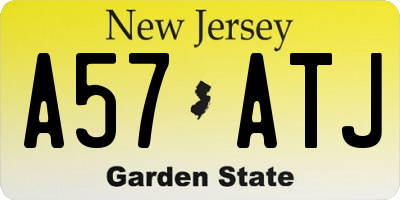 NJ license plate A57ATJ