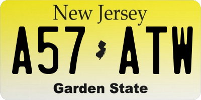 NJ license plate A57ATW