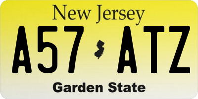 NJ license plate A57ATZ