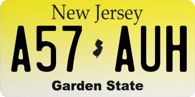 NJ license plate A57AUH