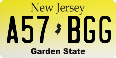 NJ license plate A57BGG