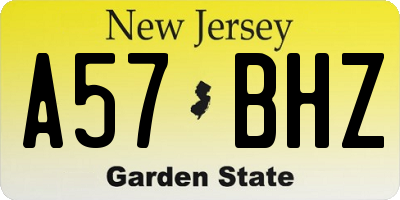 NJ license plate A57BHZ