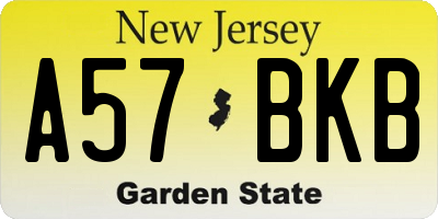 NJ license plate A57BKB