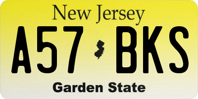 NJ license plate A57BKS