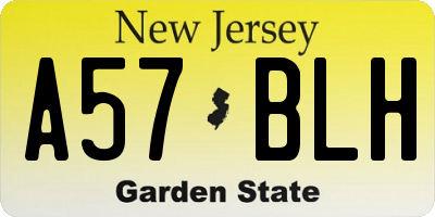 NJ license plate A57BLH