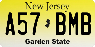 NJ license plate A57BMB