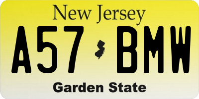 NJ license plate A57BMW