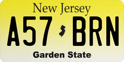 NJ license plate A57BRN