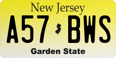 NJ license plate A57BWS