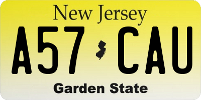 NJ license plate A57CAU