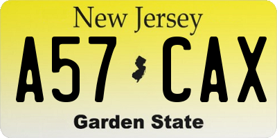 NJ license plate A57CAX
