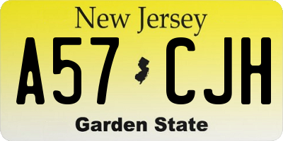 NJ license plate A57CJH