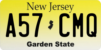 NJ license plate A57CMQ