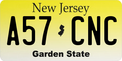 NJ license plate A57CNC