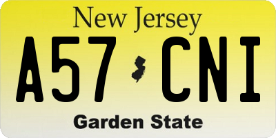 NJ license plate A57CNI