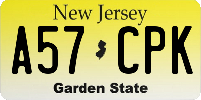 NJ license plate A57CPK