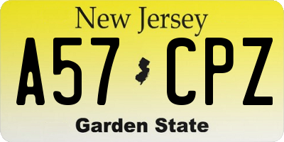 NJ license plate A57CPZ