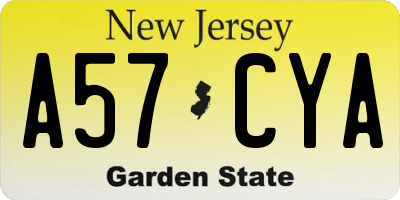NJ license plate A57CYA