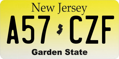 NJ license plate A57CZF