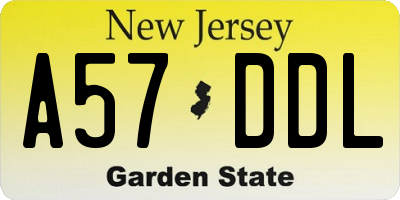 NJ license plate A57DDL