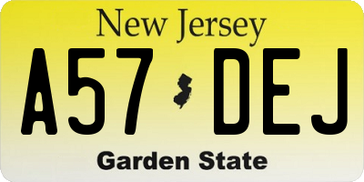 NJ license plate A57DEJ