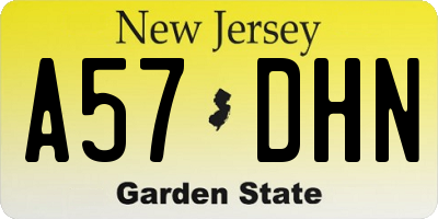 NJ license plate A57DHN