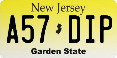 NJ license plate A57DIP