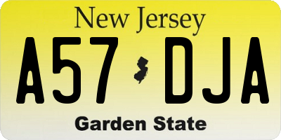 NJ license plate A57DJA