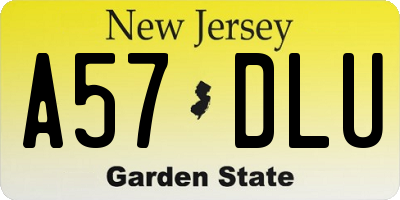 NJ license plate A57DLU