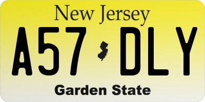 NJ license plate A57DLY