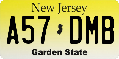NJ license plate A57DMB
