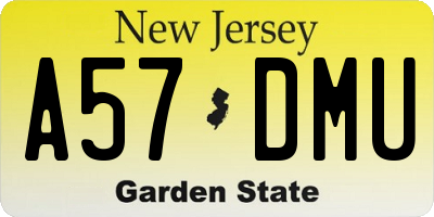NJ license plate A57DMU
