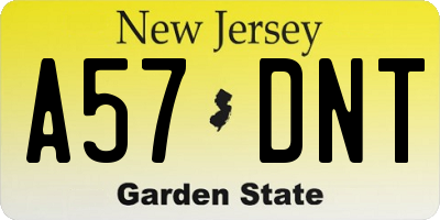 NJ license plate A57DNT
