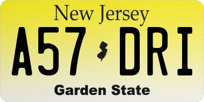 NJ license plate A57DRI