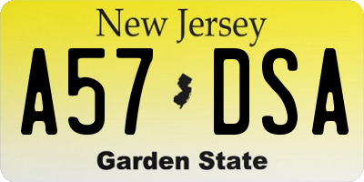 NJ license plate A57DSA
