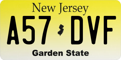 NJ license plate A57DVF