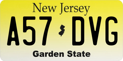 NJ license plate A57DVG