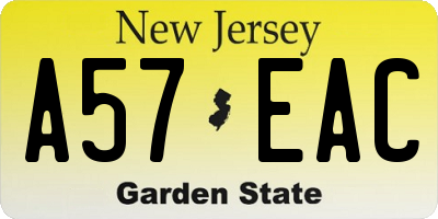 NJ license plate A57EAC